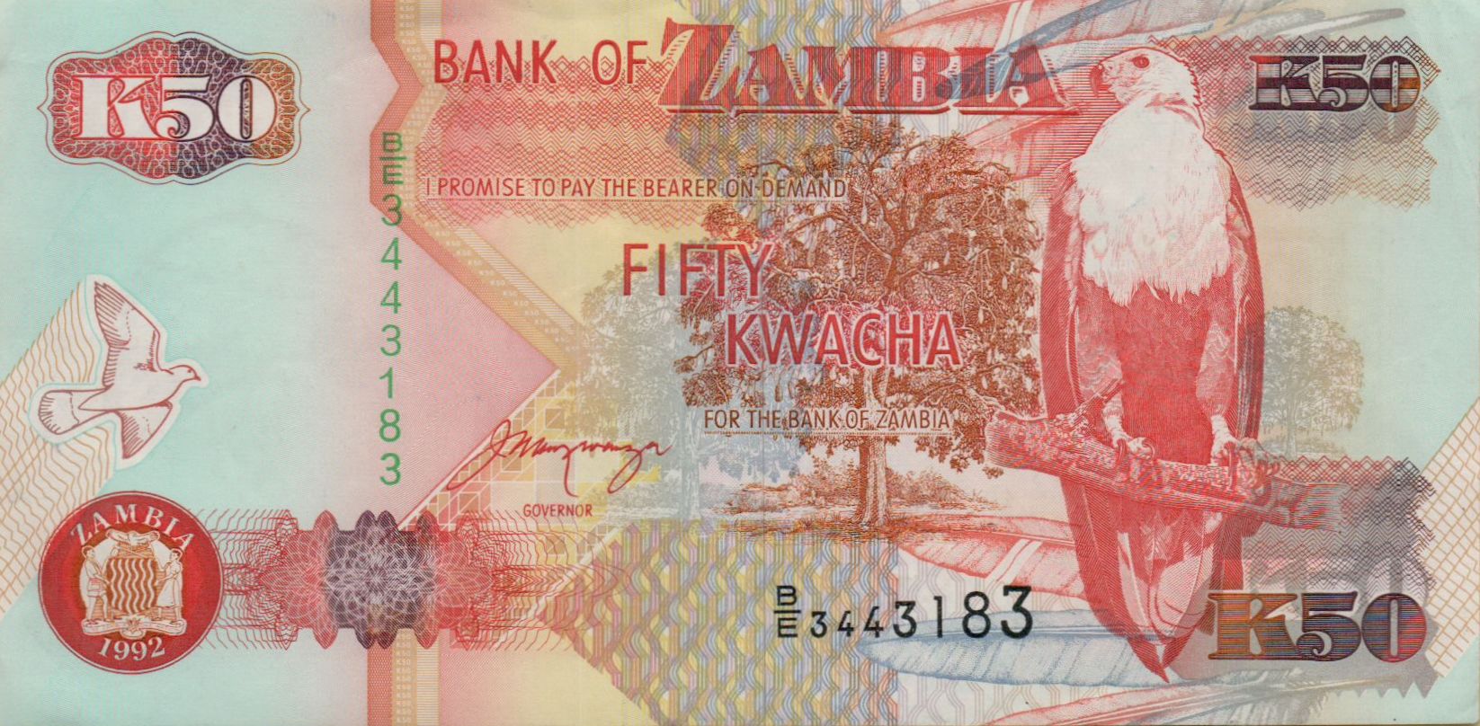 Zambia 50 1992 UNC P-37/b